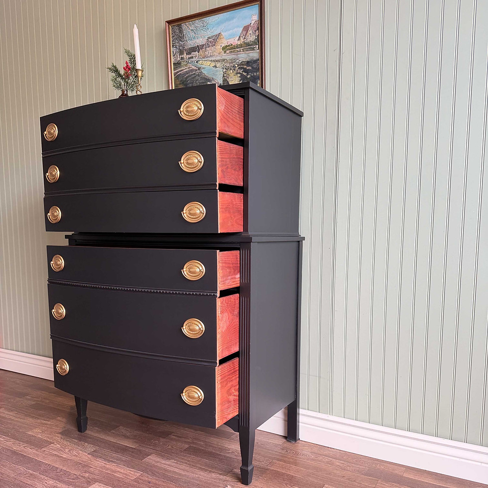 Thumbnail: Black Vintage French Country Chest of Drawers | Gold Hardware 