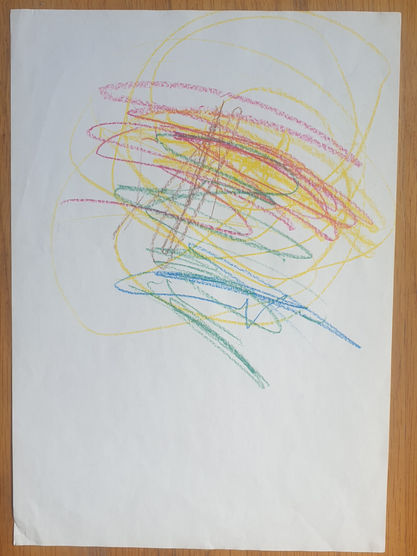 A pre-schooler's scribbled drawing