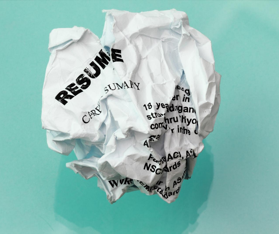 A resume that is discarded and thrown away.