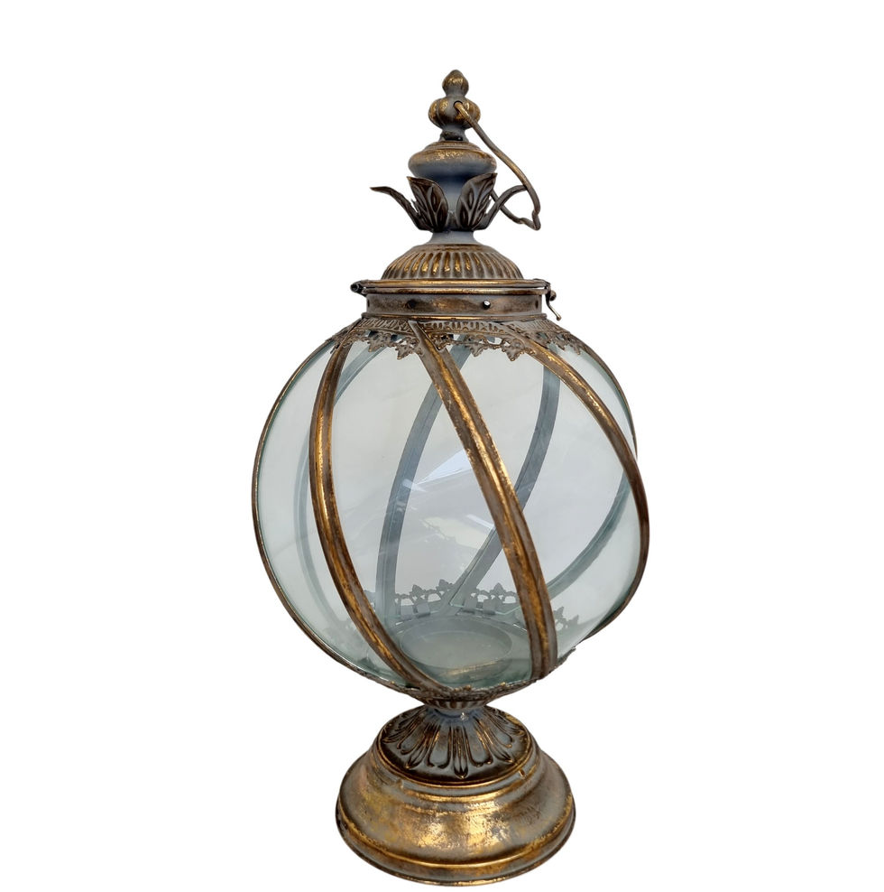 Spherical gold colored metal lantern - Romantic home decor
