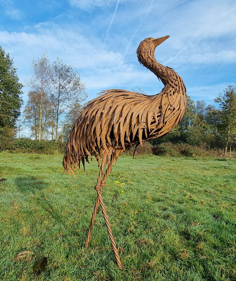 copper colored iron ostrich - garden decoration