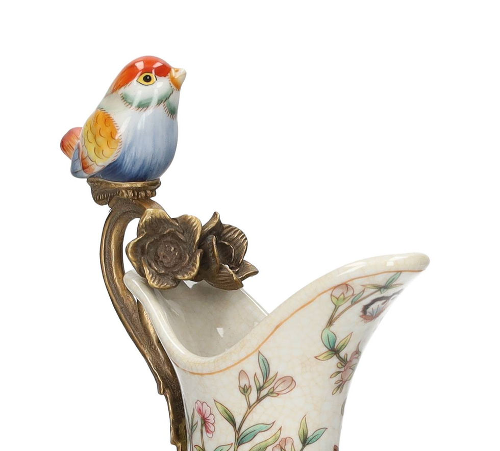 ceramic vase art nouveau style - adorned with a bird - Christmas