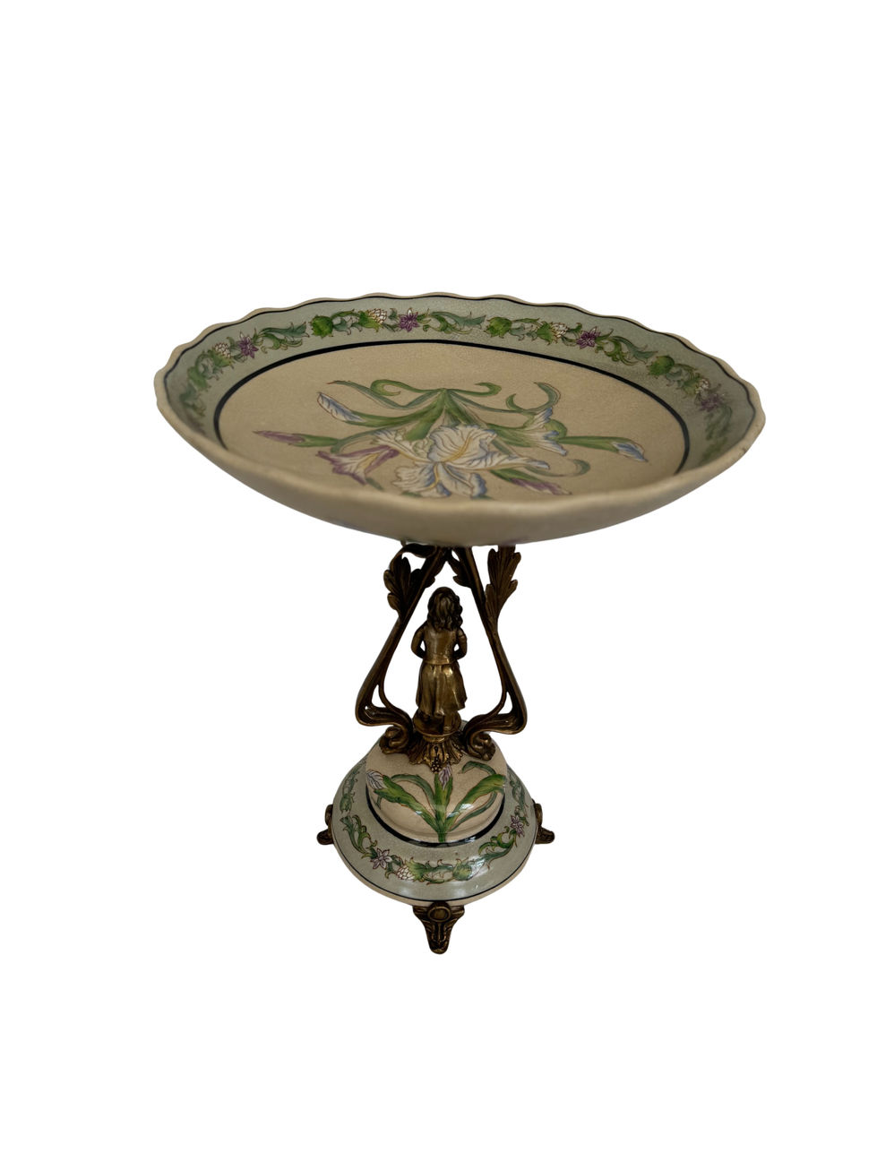Porcelain bowl on a bronze stand - art nouveau style