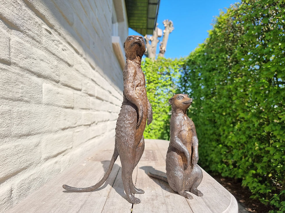 set of two meerkats - christmas - garden statues