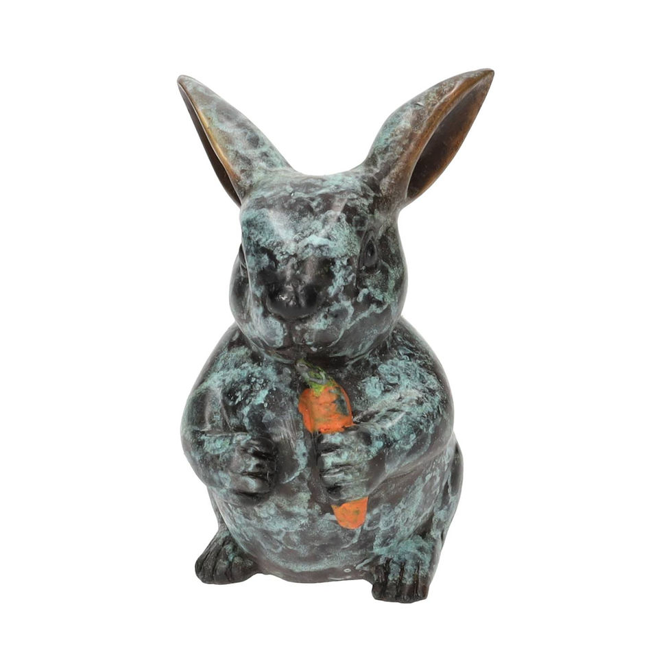 Bronze statue of a rabbit with a carrot - contemporary durable art