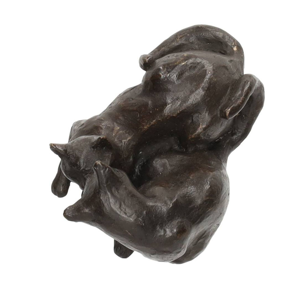 Bronze statue of two cats - contemporary art - garden decoration