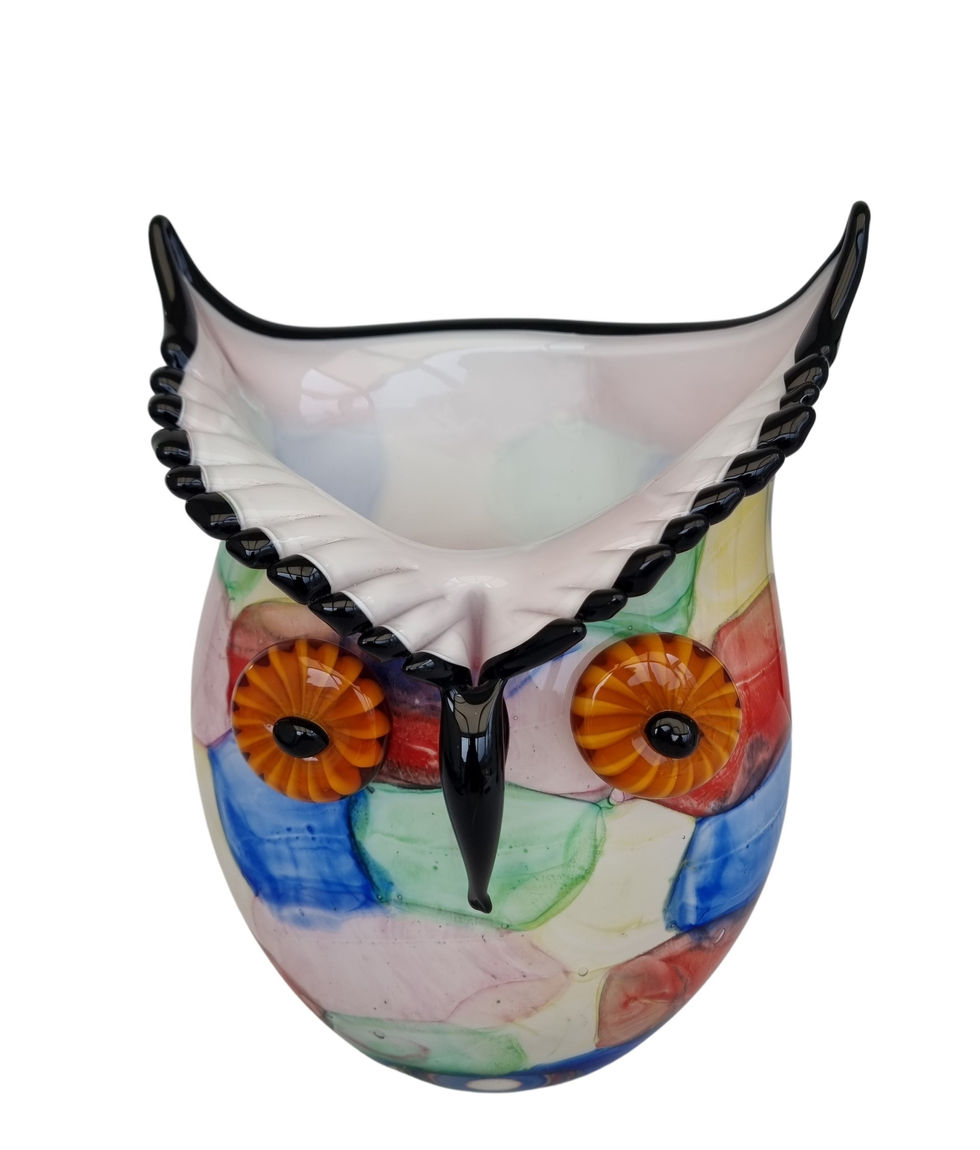 Beautiful vase in the shape of an owl made of glass - symbolic gift