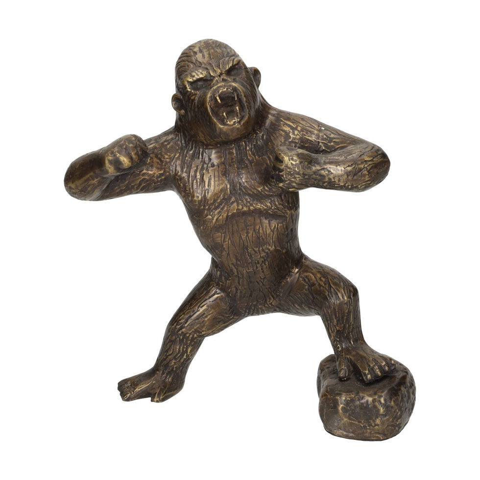 Mad gorilla statue in bronze - contemporary art