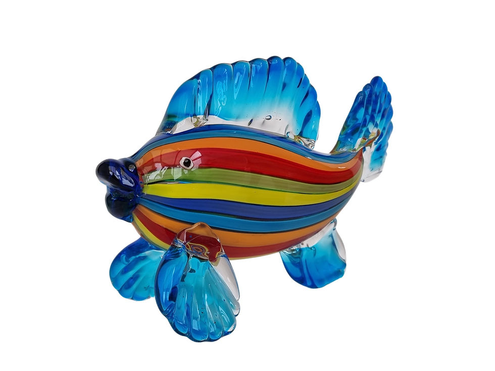 Glass statue of a colorful fish - modern home decoration