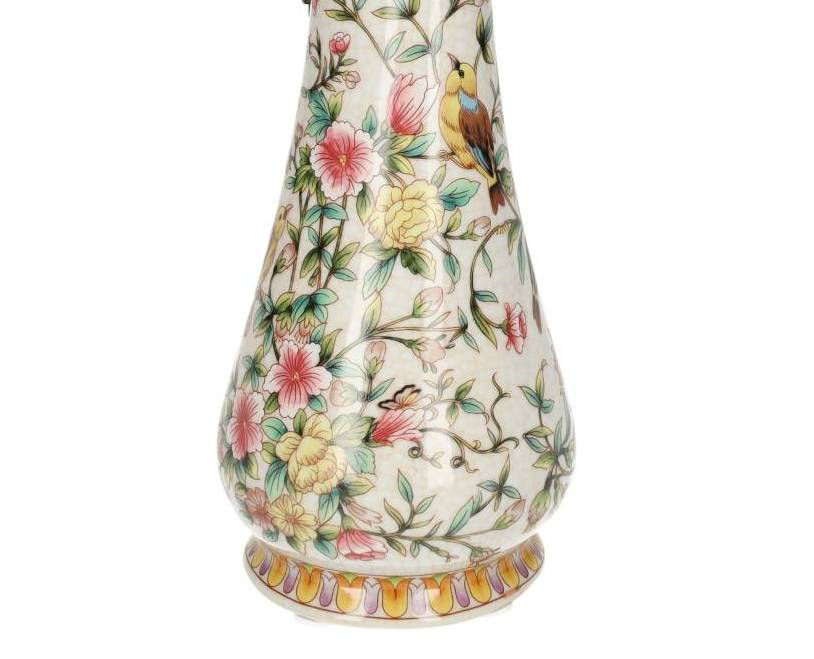 ceramic vase art nouveau style - adorned with a bird - Christmas