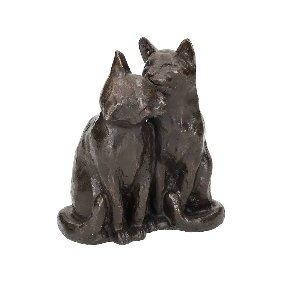 Two cats hugging and cuddling - contemporary art - garden decoration