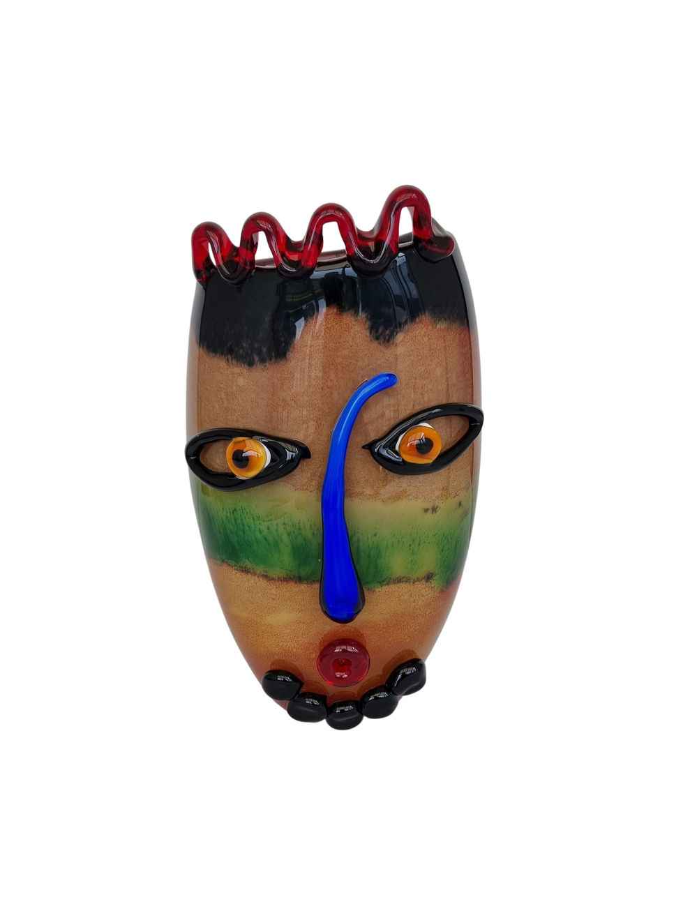 Vase made of glass with a face on it - Modern home decoration