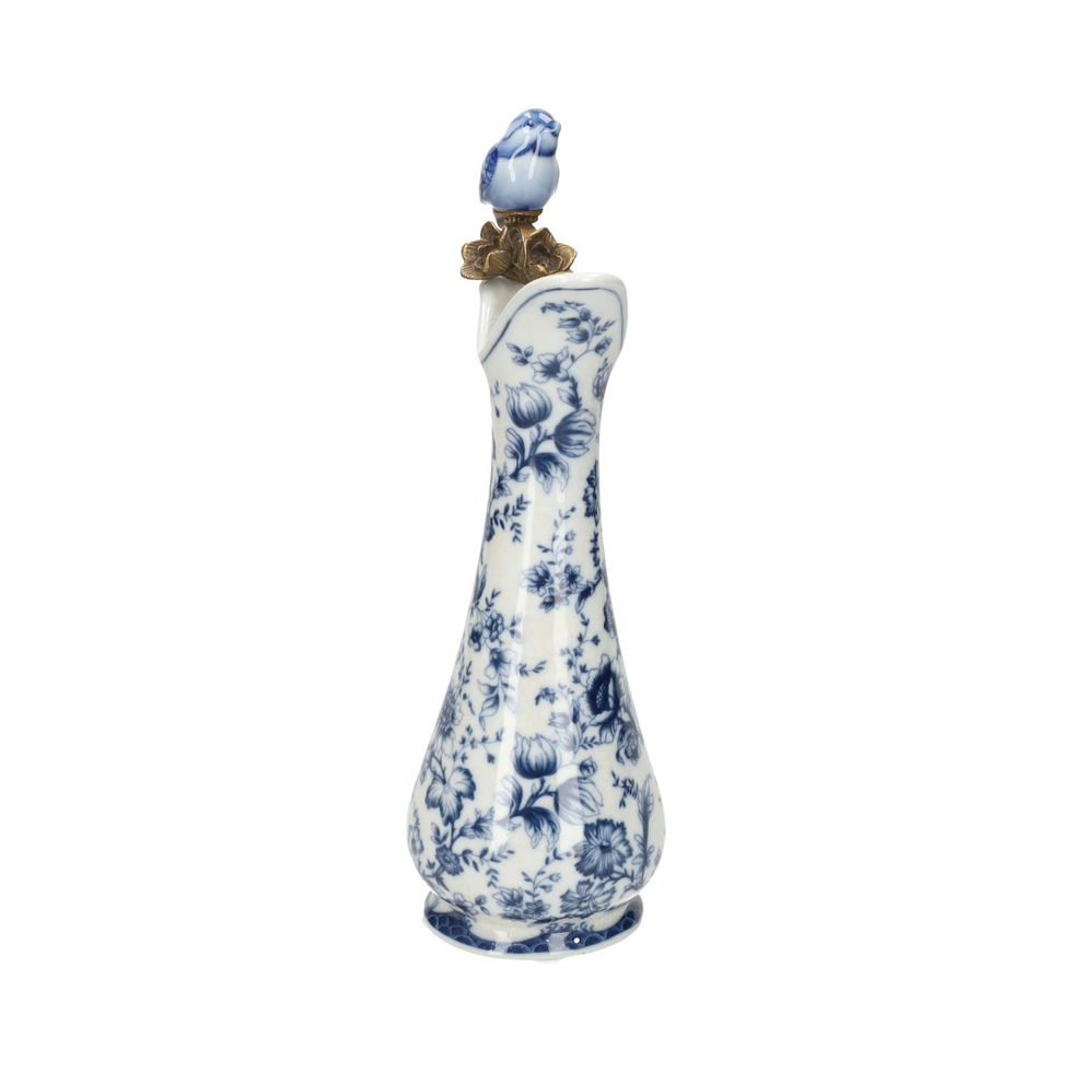 Blue and white carafe with a bird - art nouveau style
