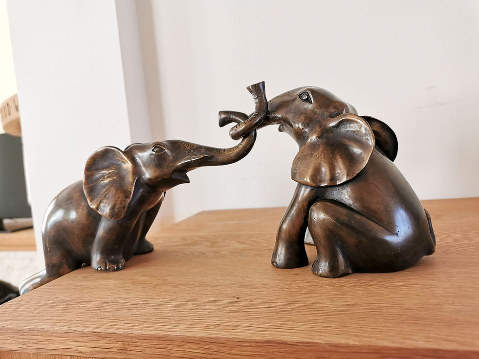 Bronze sculpture of two elephants - contemporary art - modern art