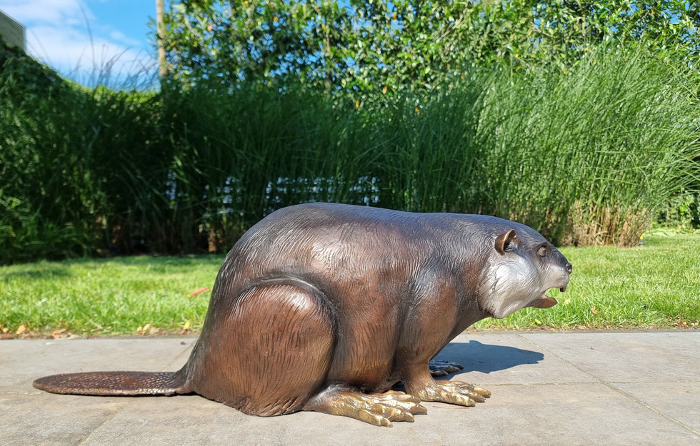 bronze beaver statue - country home style garden