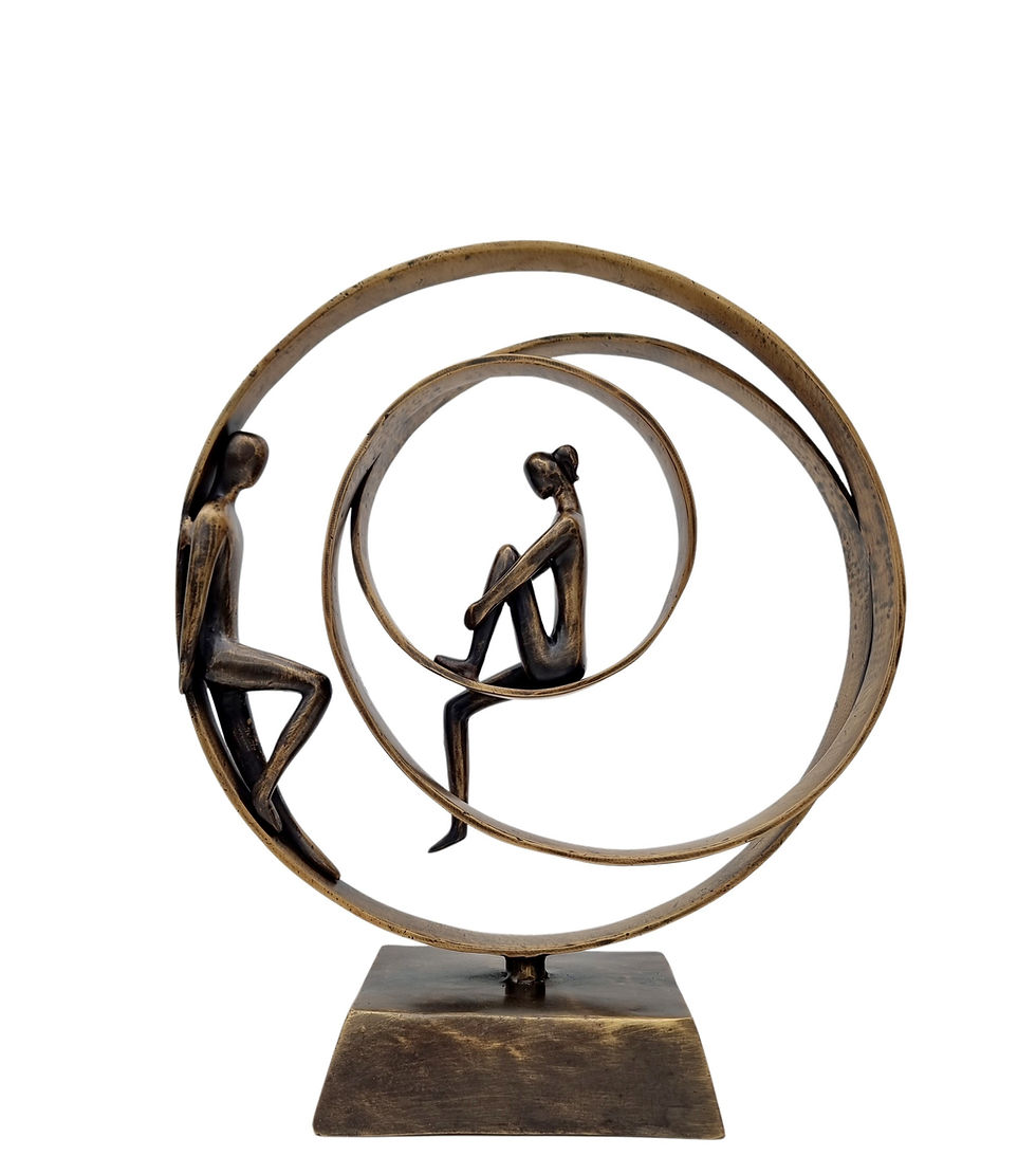 Bronze statue on pedestal - Valentine's day - abstract style