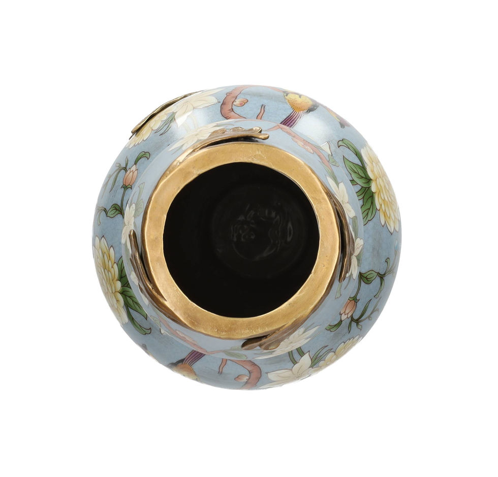 bronze and porcelain vase adornes with fishes - art nouveau style - Christmas