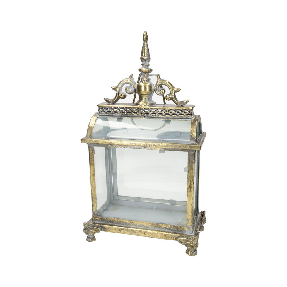 Glass and metal lantern - vintage style - luxurious style - wellness decoration