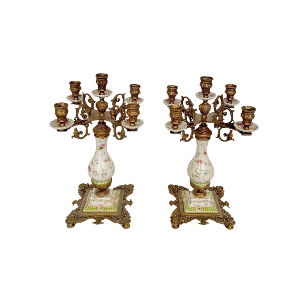 Sety of two candlesticks - vintage style - art nouveau style - Christmas