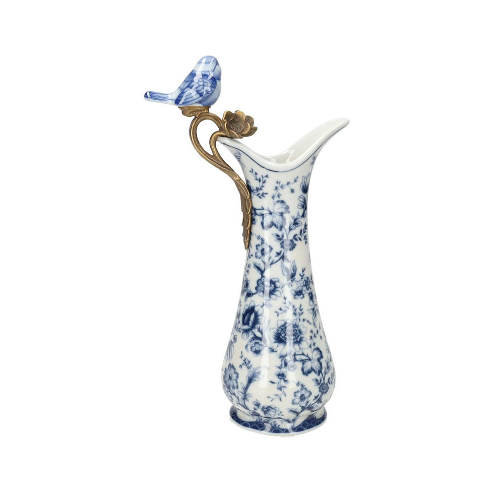 Blue and white carafe with a bird - art nouveau style