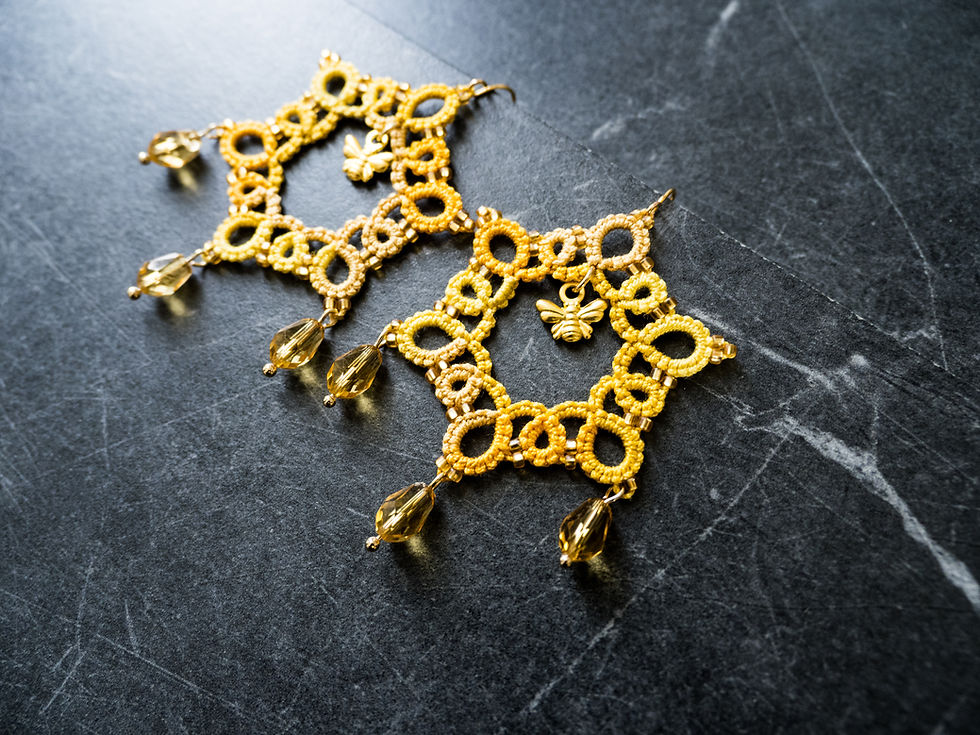 Thumbnail: Nectar Honeycomb Tatted Lace Earrings