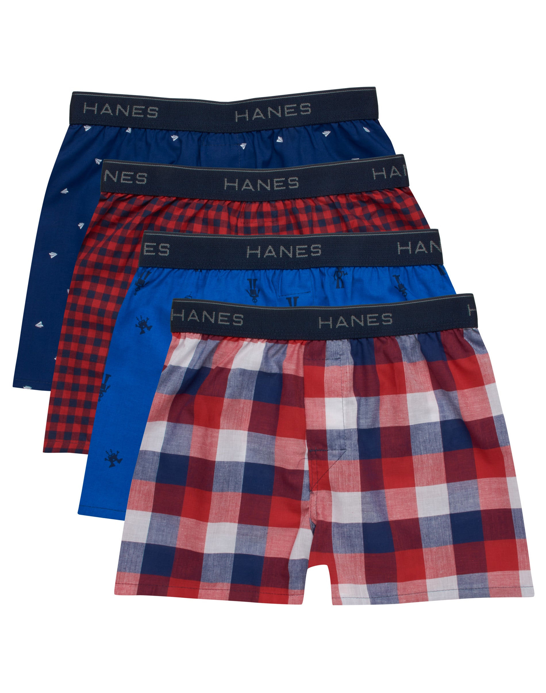 Hanes Ultimate Boys' Woven Boxer Brief With ComfortSoft Waistband 4-Pack