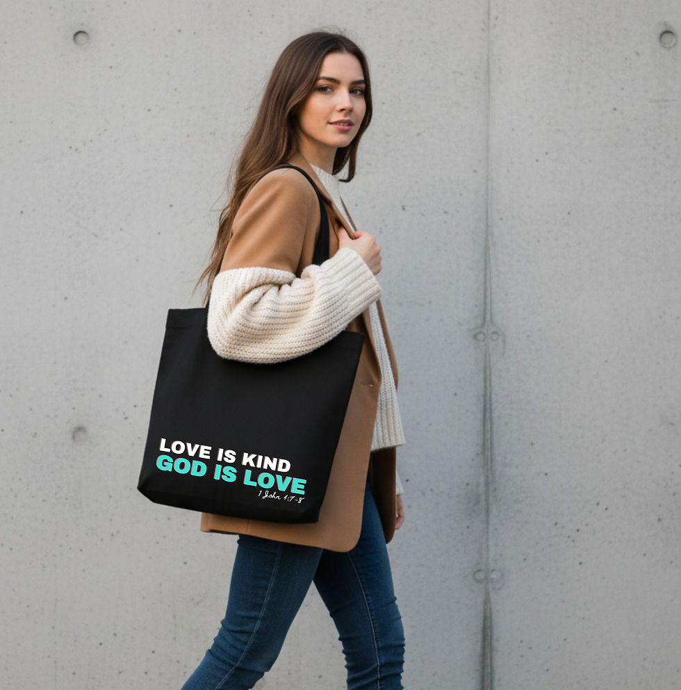 Thumbnail: Girl carrying God is Love Tote Bag
