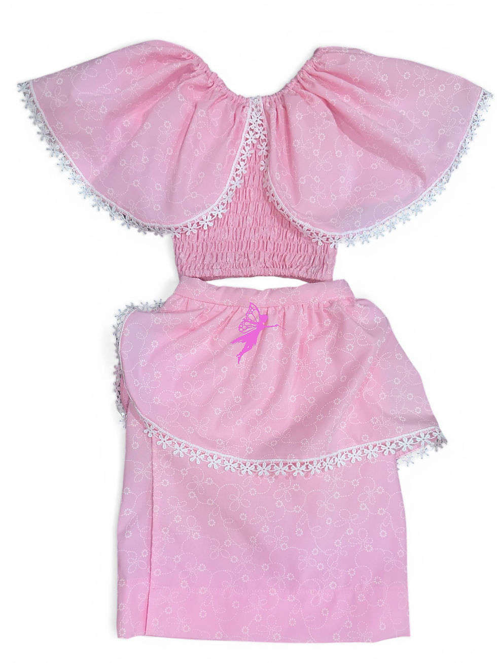 Lama Saree - pink and white half saree