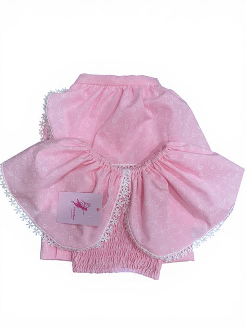 Lama Saree - pink and white half saree