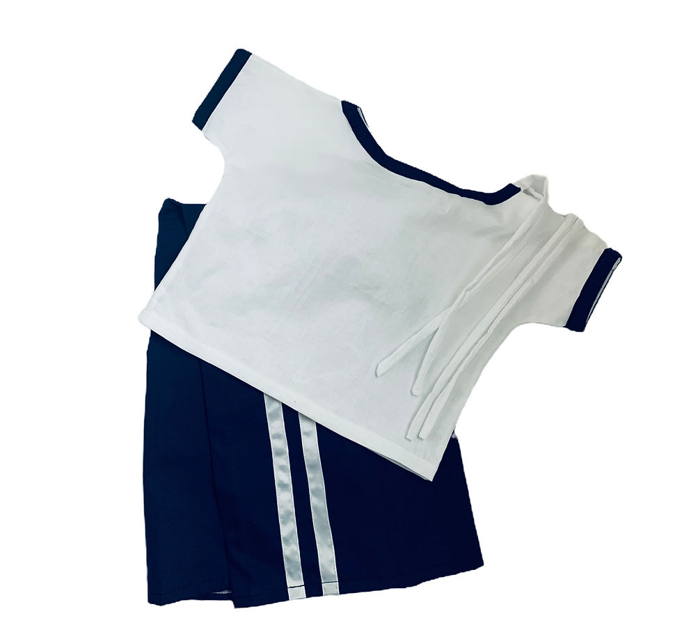 Sri Lankan Boys’ Sarong and Shirt. White Tie-Knot Shirt with Blue Sarong