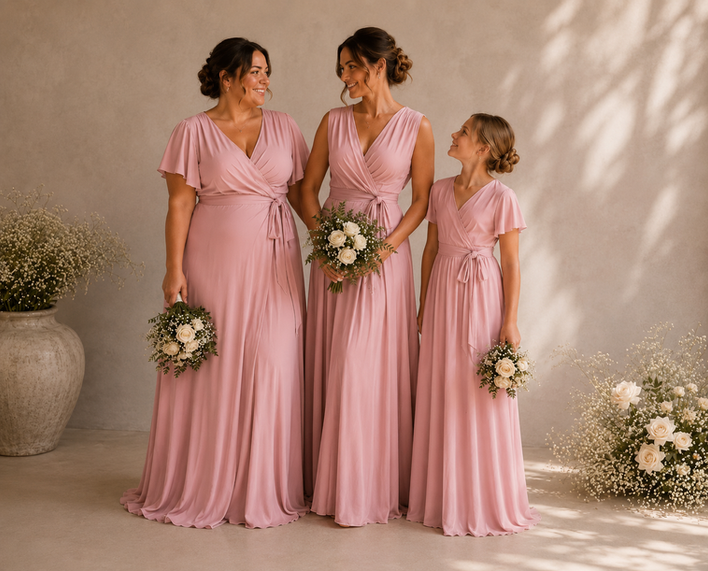 Bridesmaid lifestyle imagery in a dusty pink
