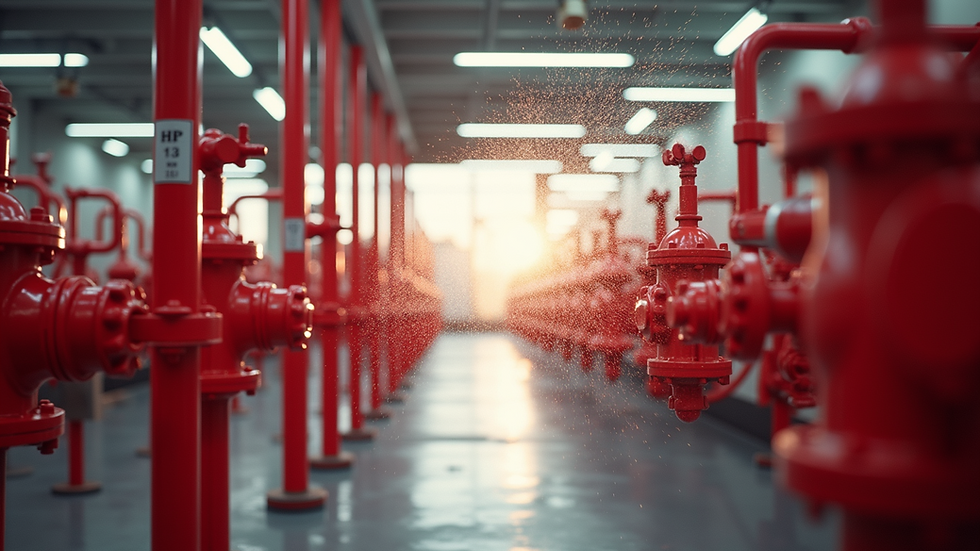 High angle view of a vibrant fire sprinkler system