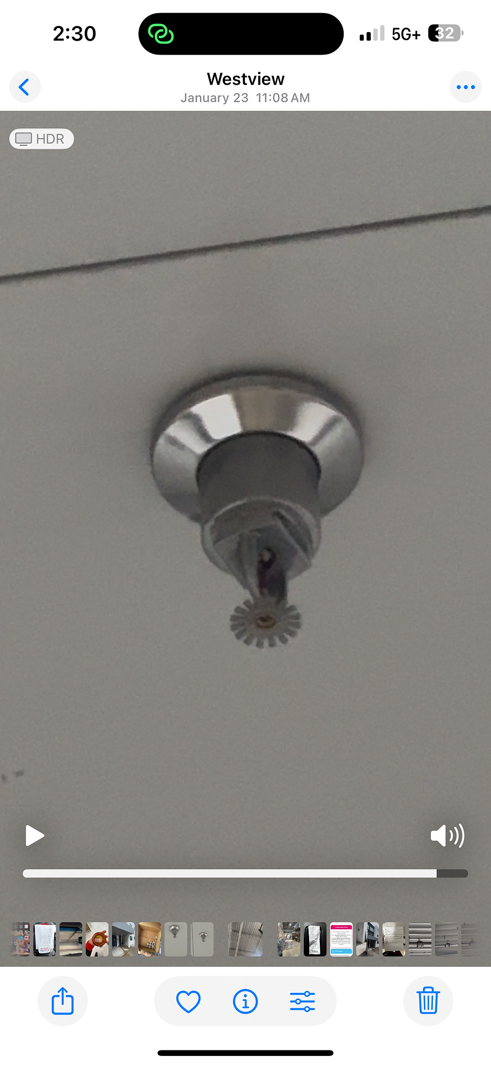 Fire sprinkler head ready for inspection