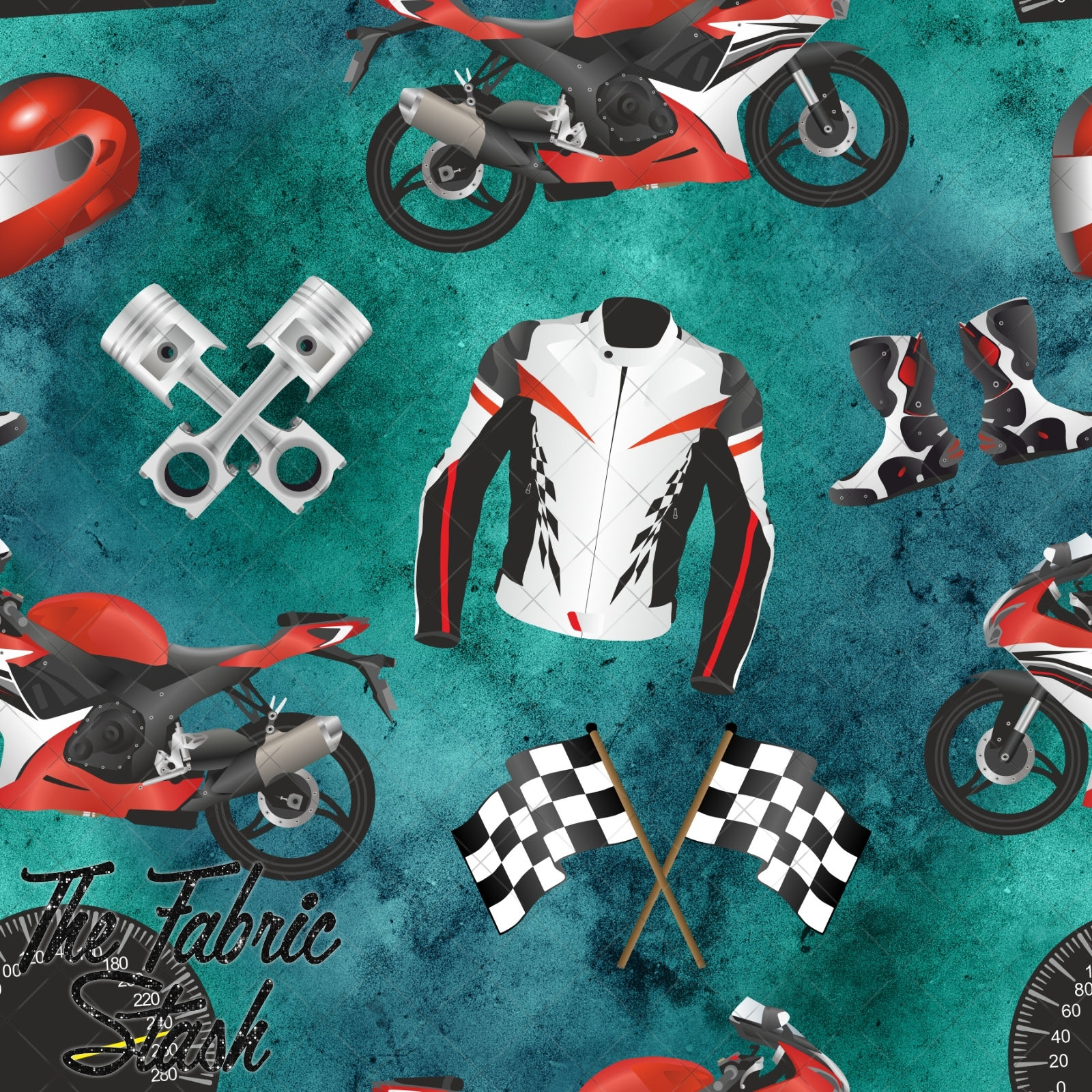Racing Bike - Digital Seamless Pattern
