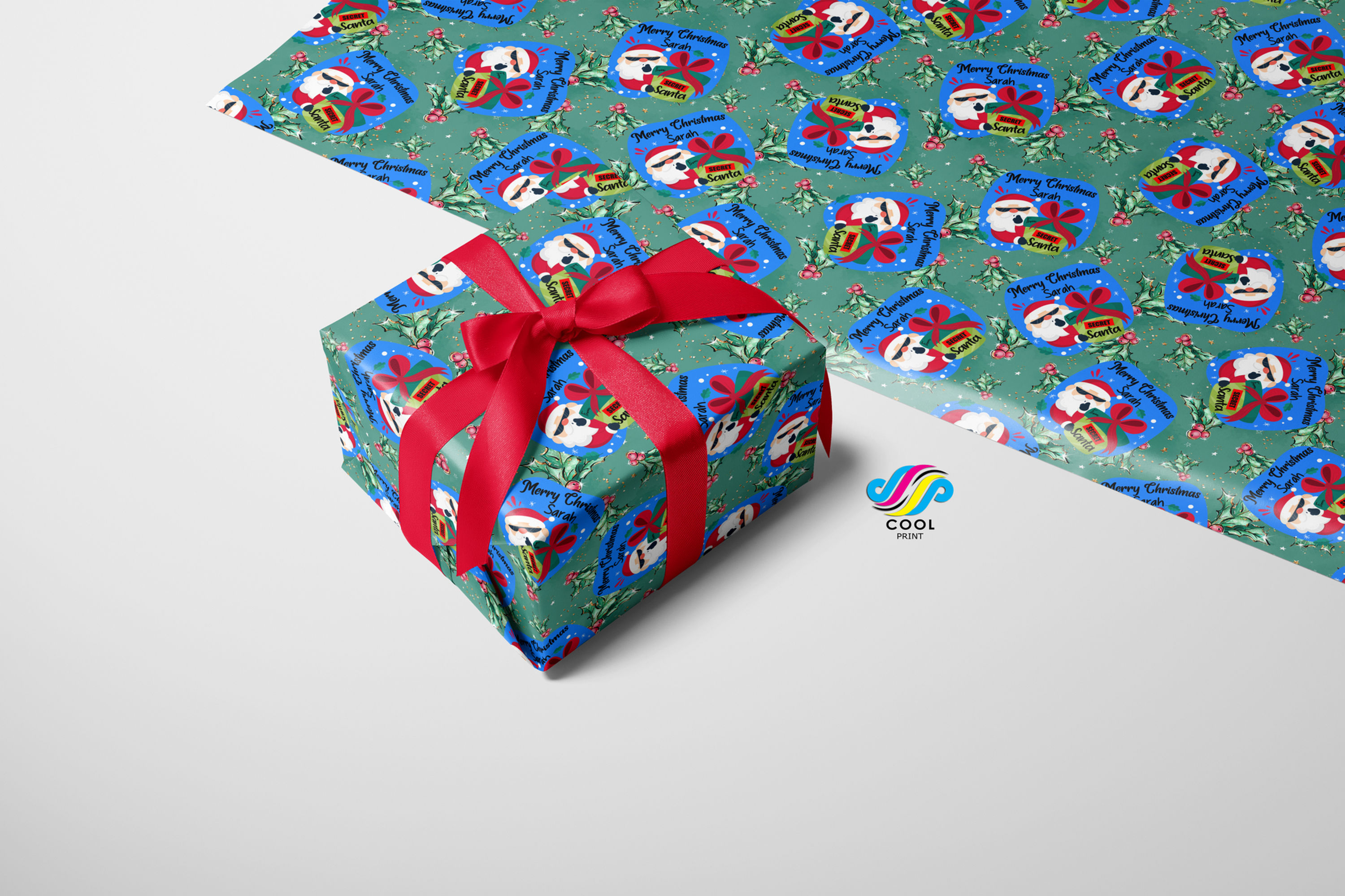 Secret Santa Green Wrapping Paper