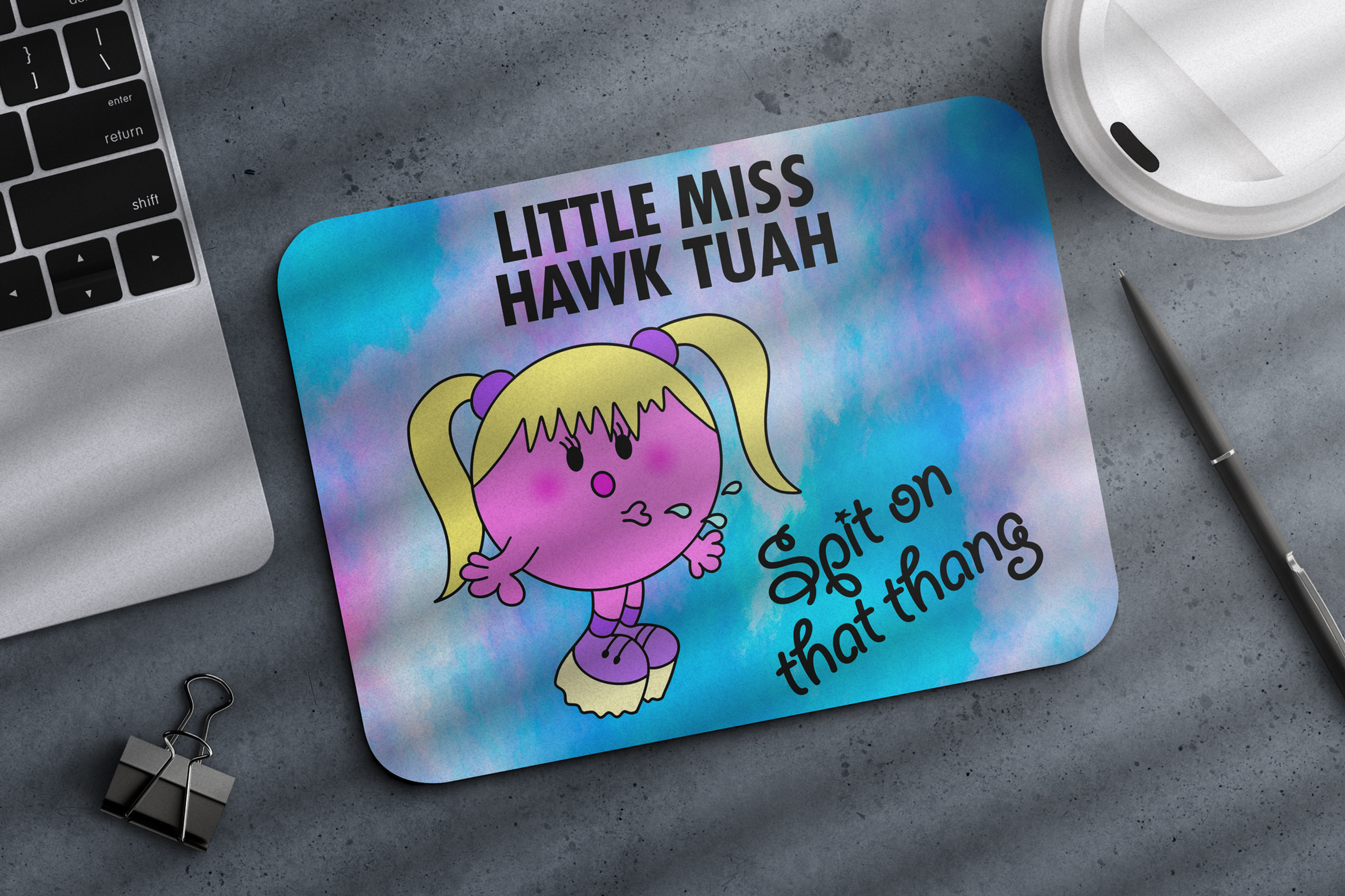 Little Miss Hawk Tuah Mouse Pad