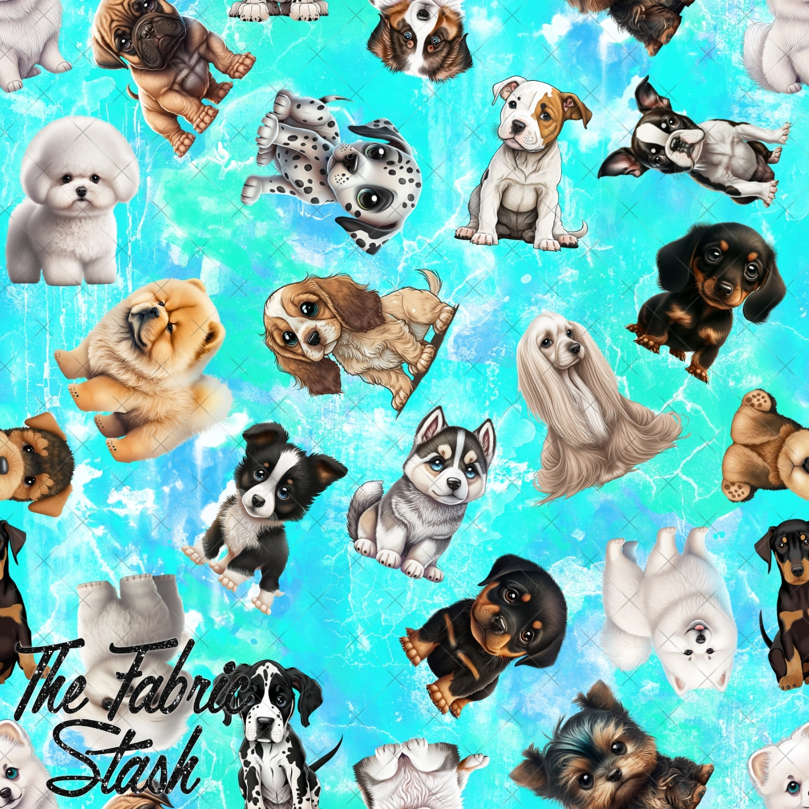 Chic Dog Pattern chibi-dogs-digital-seamless-pattern