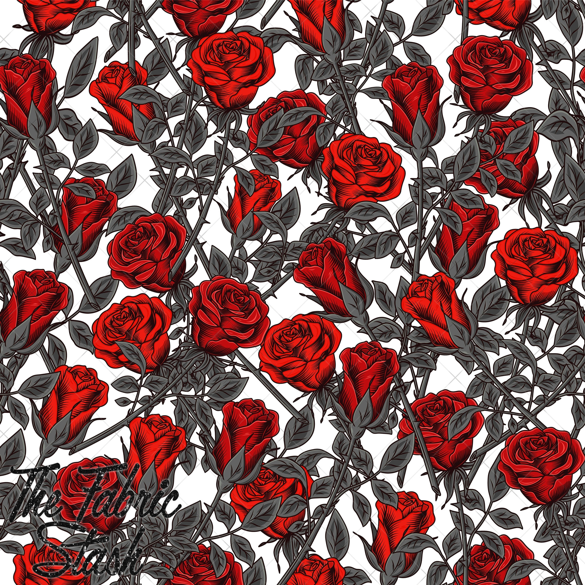 Red Roses Grey Leaves