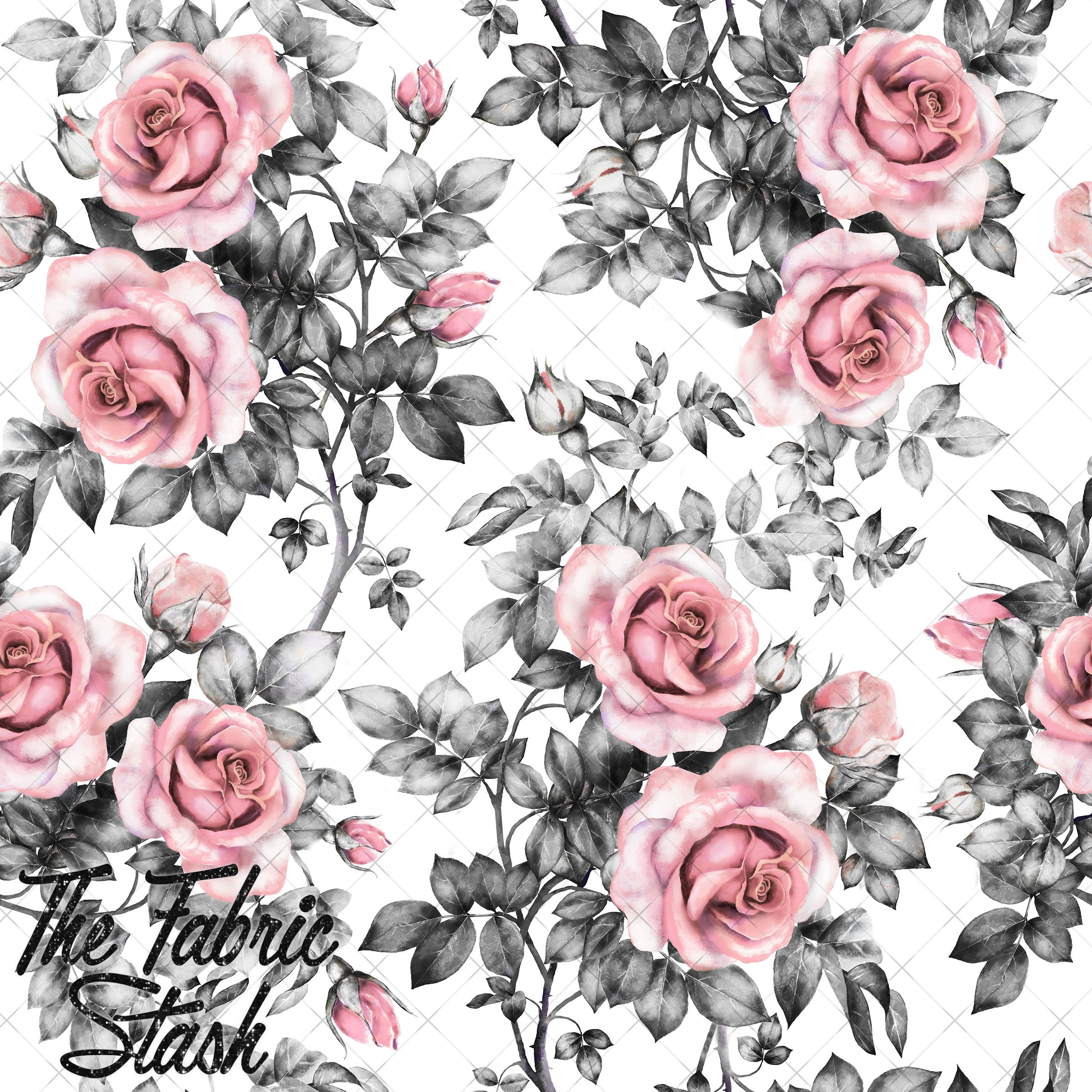 Pink Rose Grey Leaves
