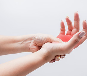 Pain or Massage in the palm. woman havin