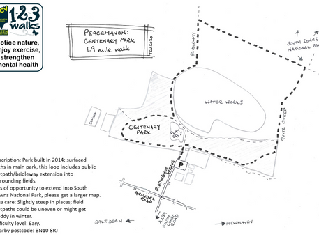 1.9 mile circular walk around Centenary Park (Big Park), Peacehaven
