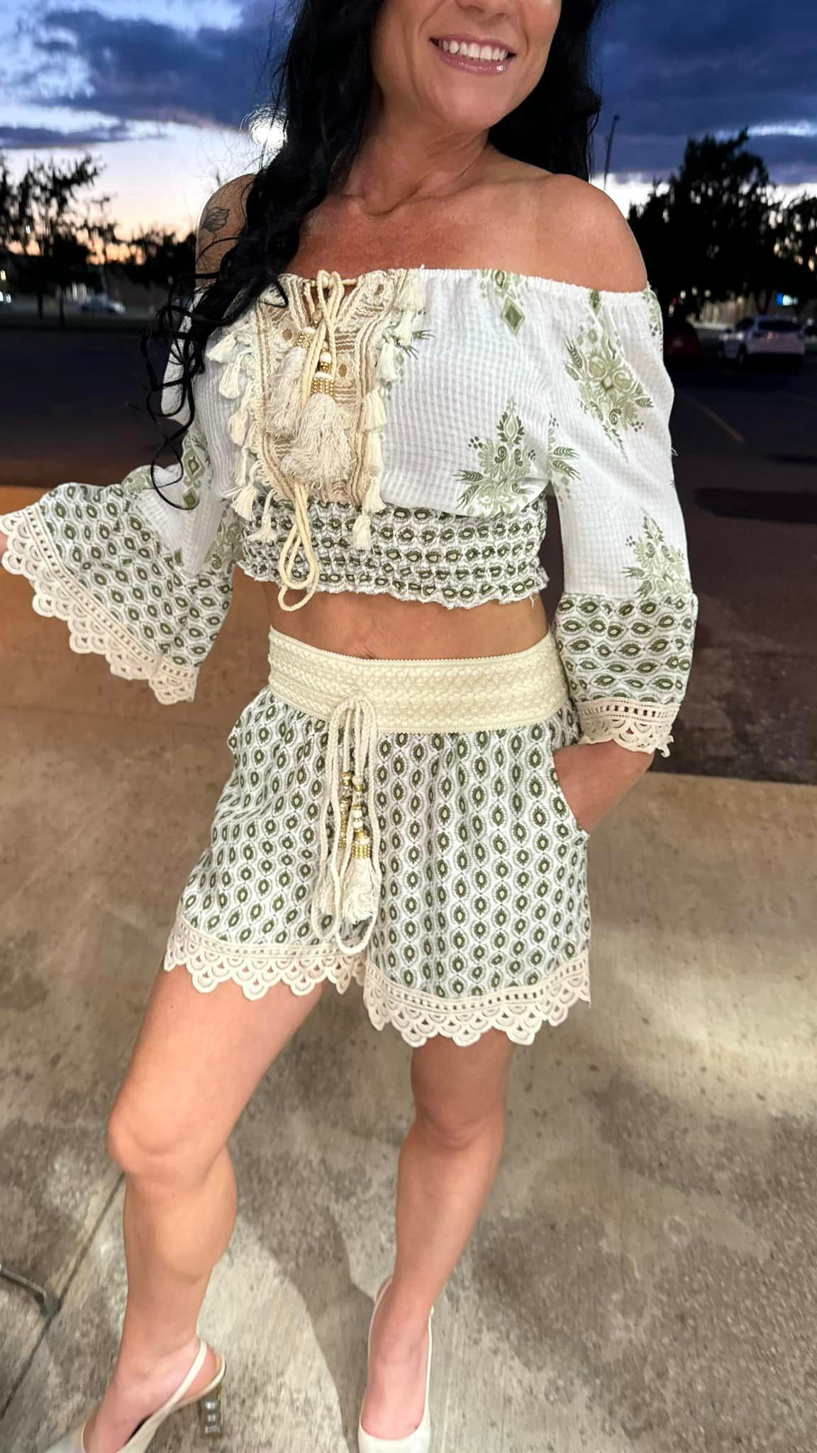 Short bohème à motifs abstraits Collection européenne | Boutique Plateforme