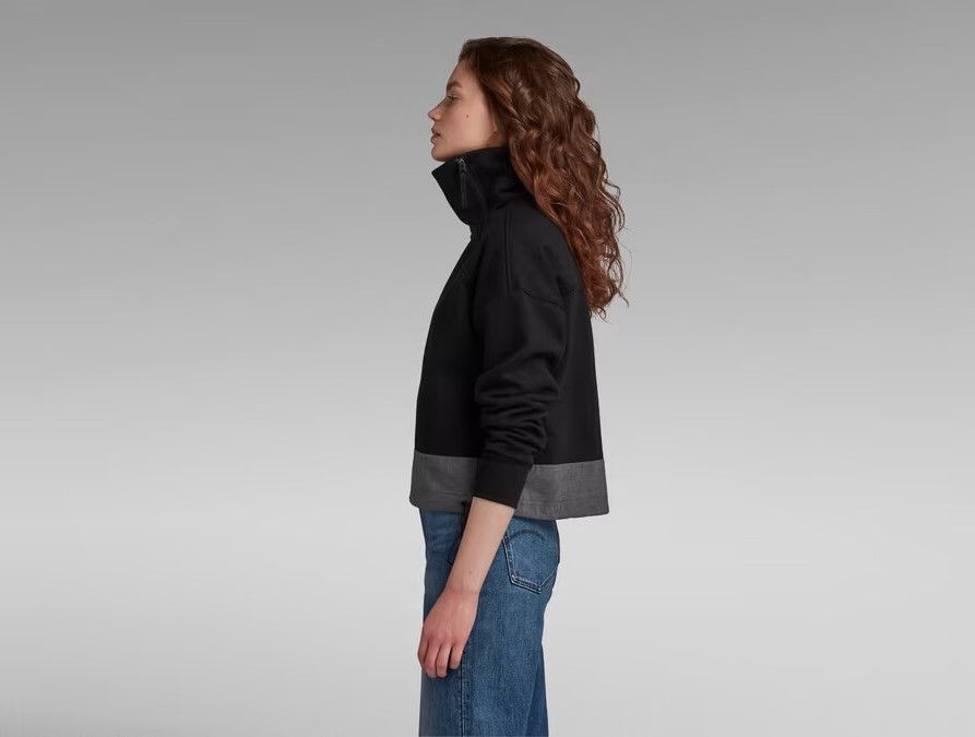 Miniature : Chandail noir et gris à col haut G-Star, style high collar zip loose sw