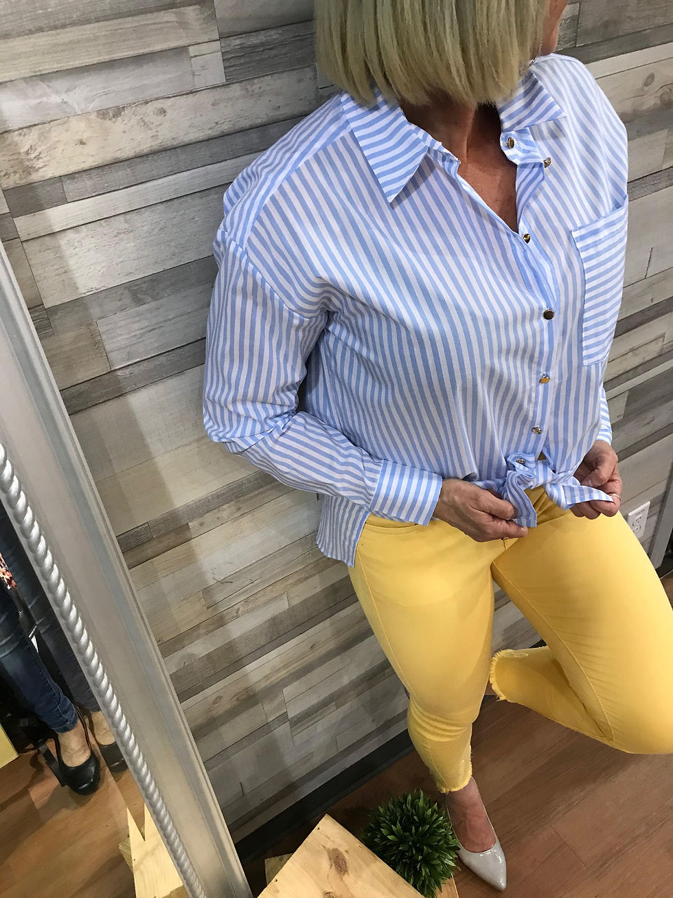 Miniature : Chemise rayée bleue poudre et blanche Kaffe