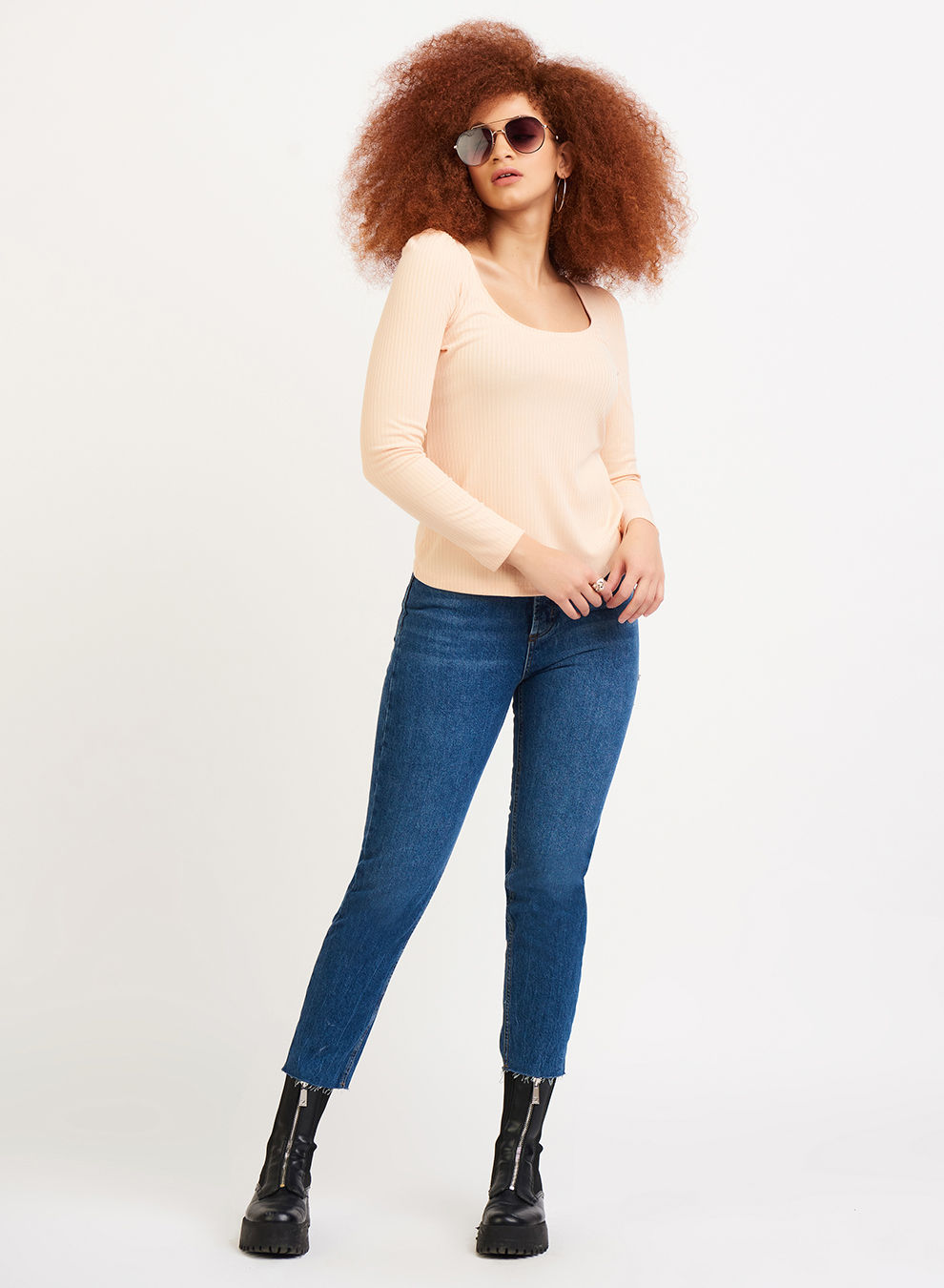 Haut côtelé pêche Dex