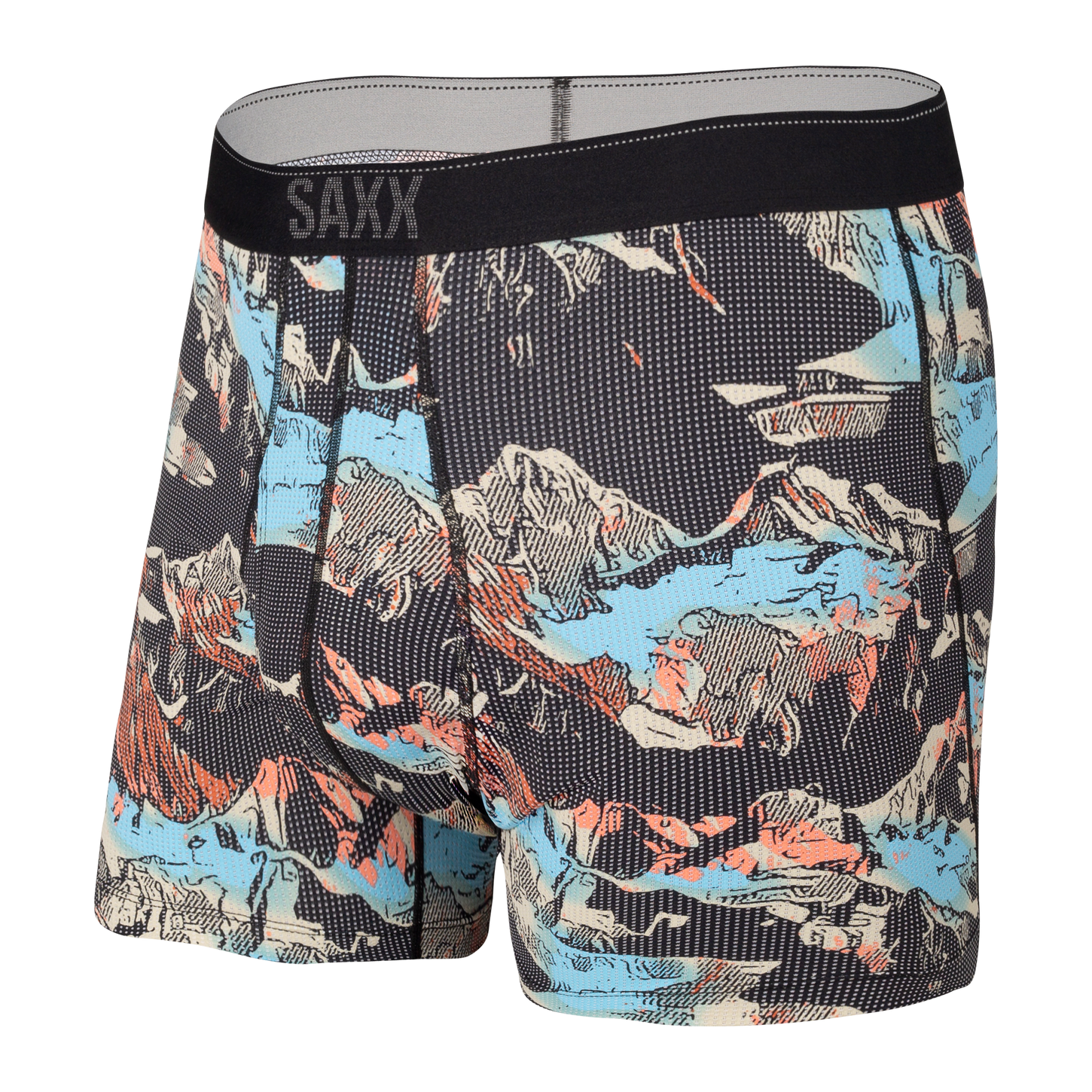 Boxer noir paysage de montagnes collection Quest-Outdoor par SAXX
