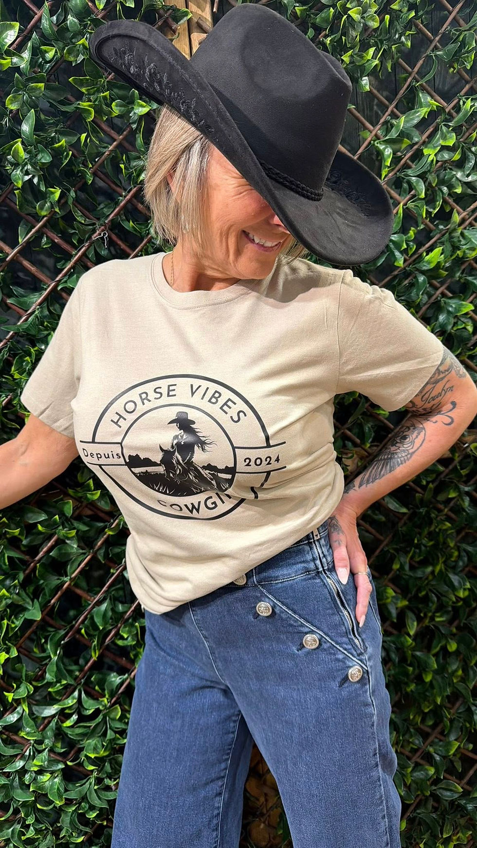 T-shirt imprimé cowgirl Horse Vibes | Boutique Plateforme