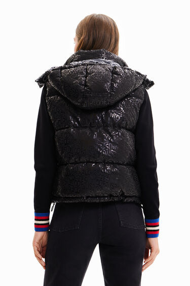 Miniature : Gilet noir matelassé à logo Desigual