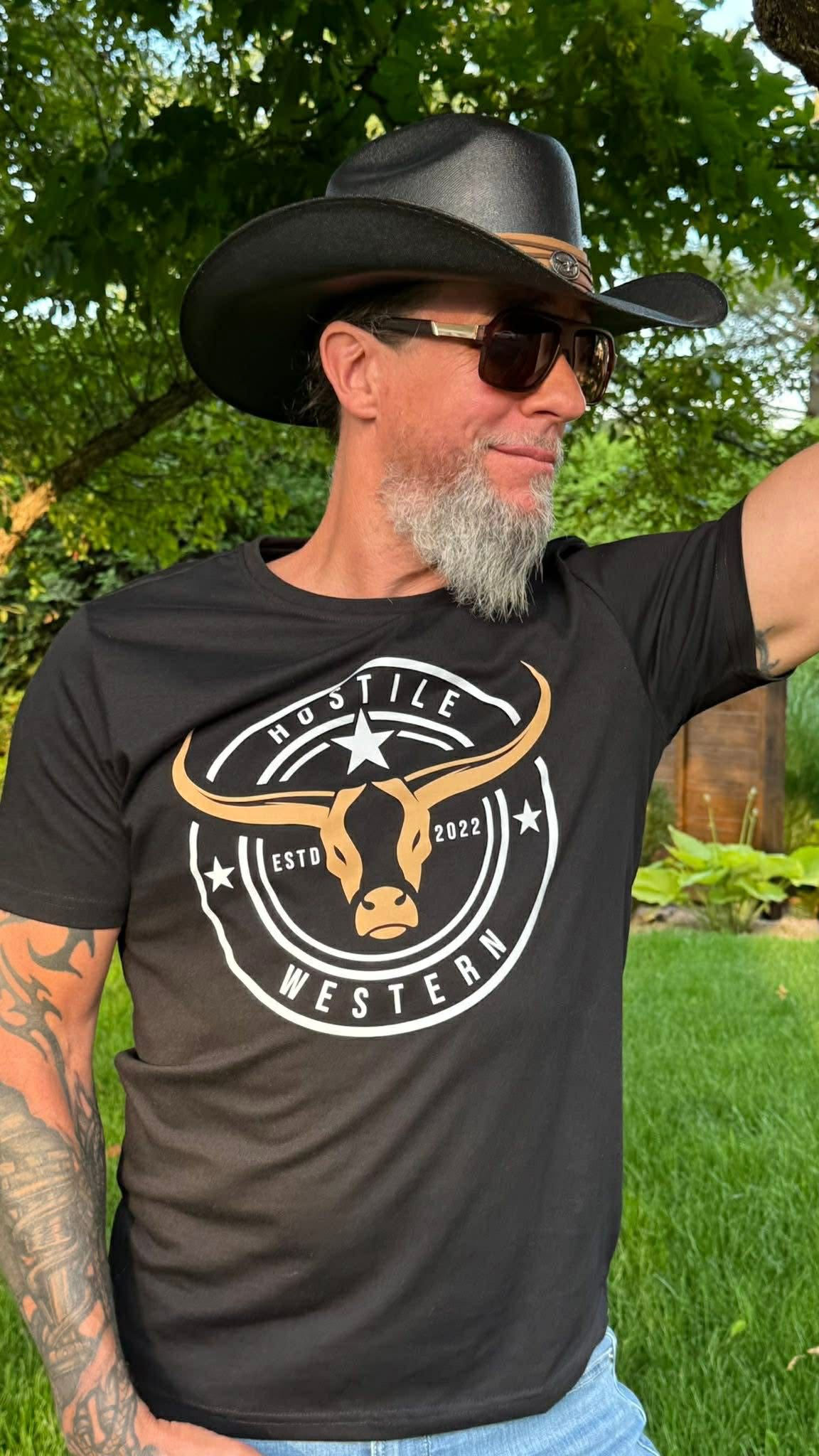 T-shirt imprimé logo circulaire Hostile Western | Boutique Plateforme