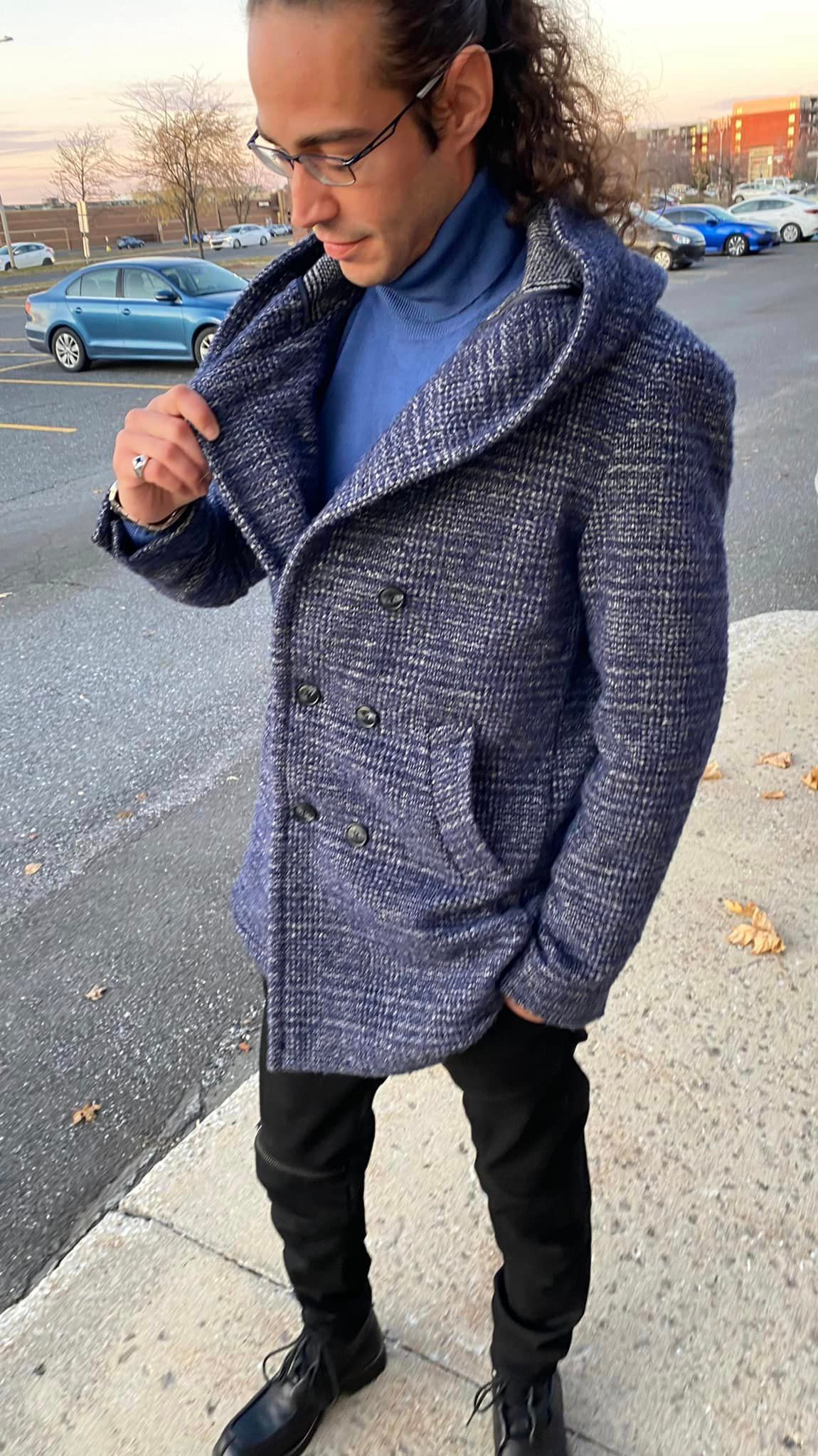 Manteau marine à carreaux Paul Miranda
